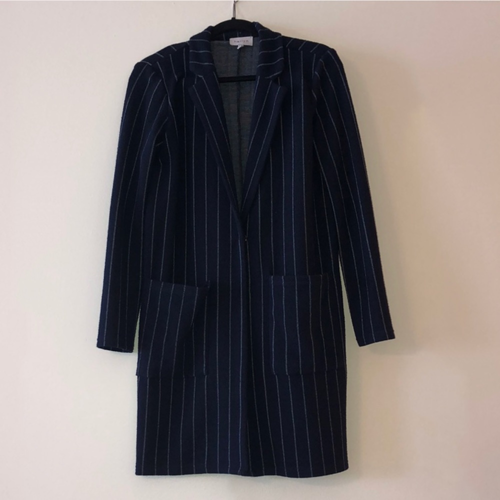 Anthropologie Navy and White Sweater Jacket